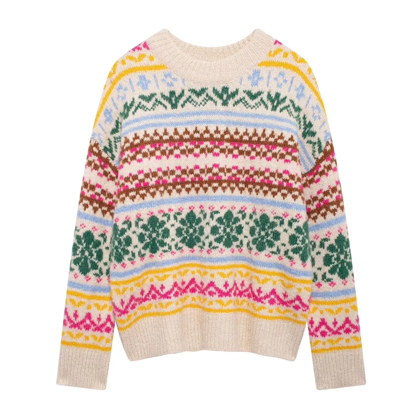 Colorful Jacquard Knitted Sweater