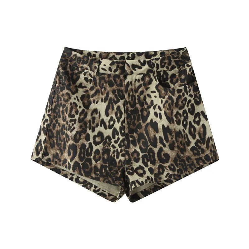 Leopard Print High Waist Shorts