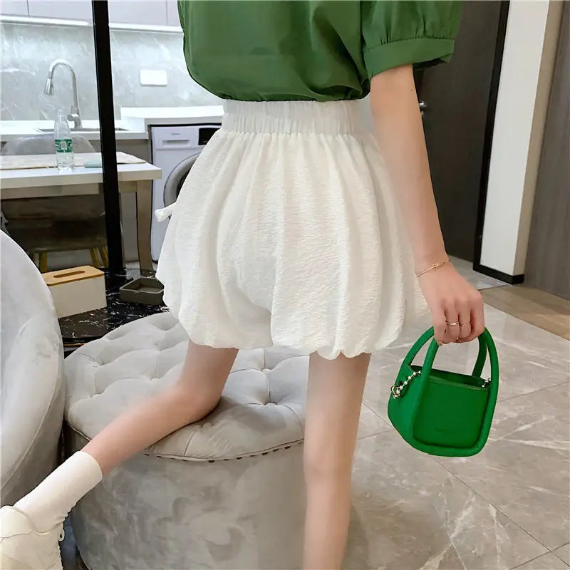 Bow Elastic Loose Bloomer Shorts