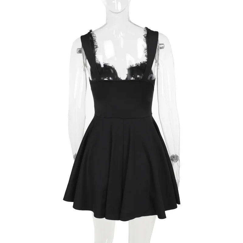 Strap Tie Up Frill Mini Dress