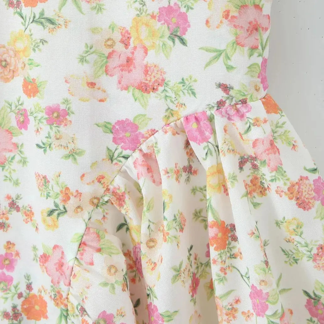 Floral Print Deep Halter Neck Mini Dress