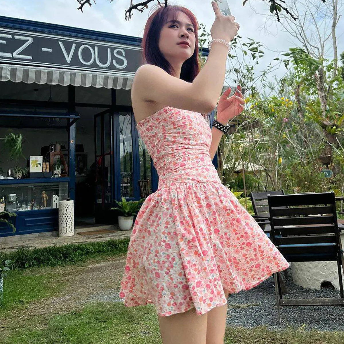 Floral Printed Tube Mini Dress