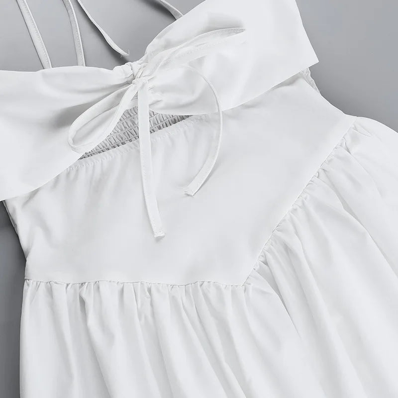 Tie Up Cut Out White Flare Mini Dress