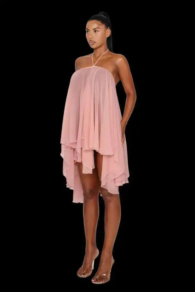 Frill O-Shaped Mini Dress