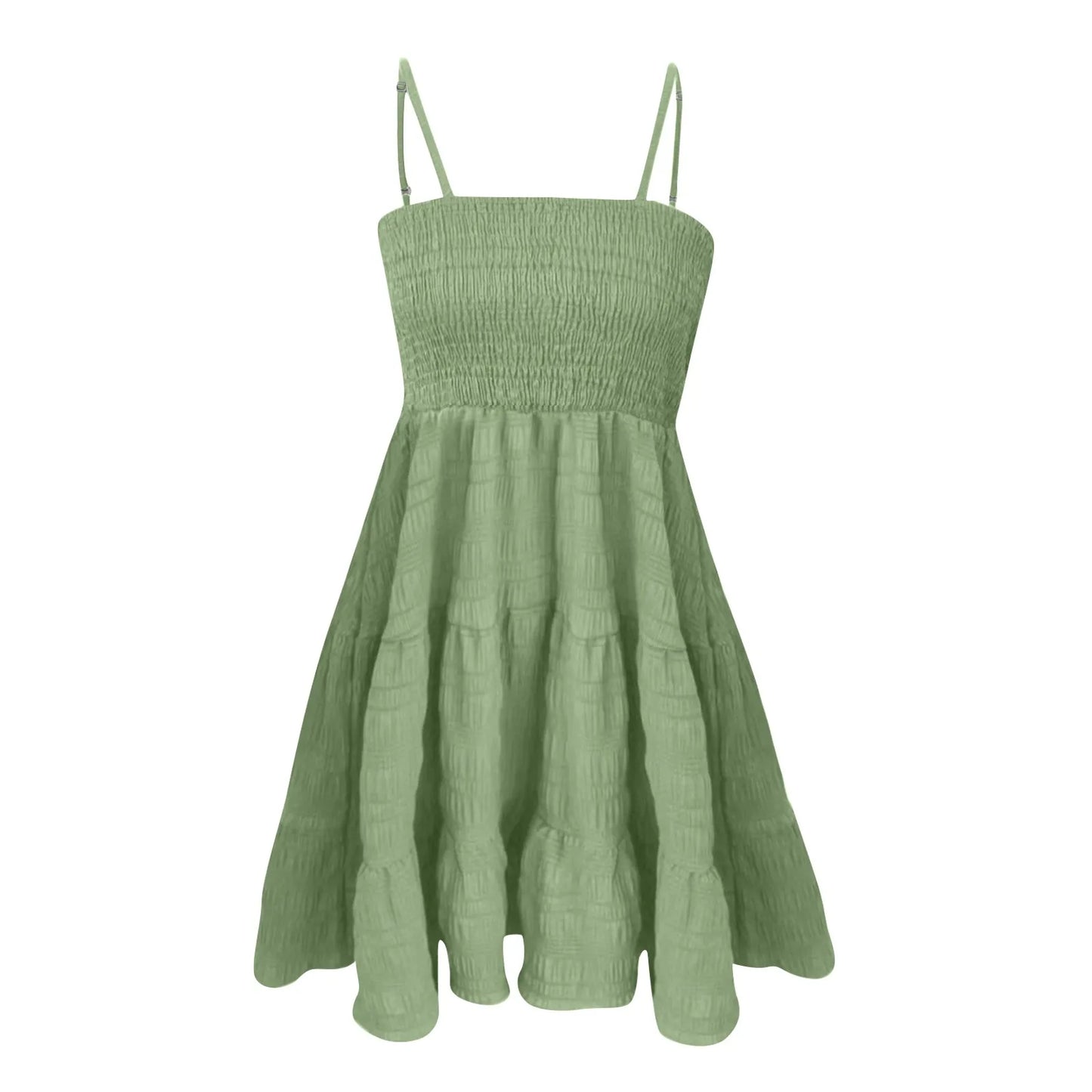 Ruched Spaghetti Strap Summer Mini Dress