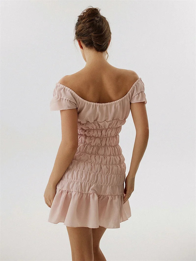 Short Sleeve Ruched Mini Dress