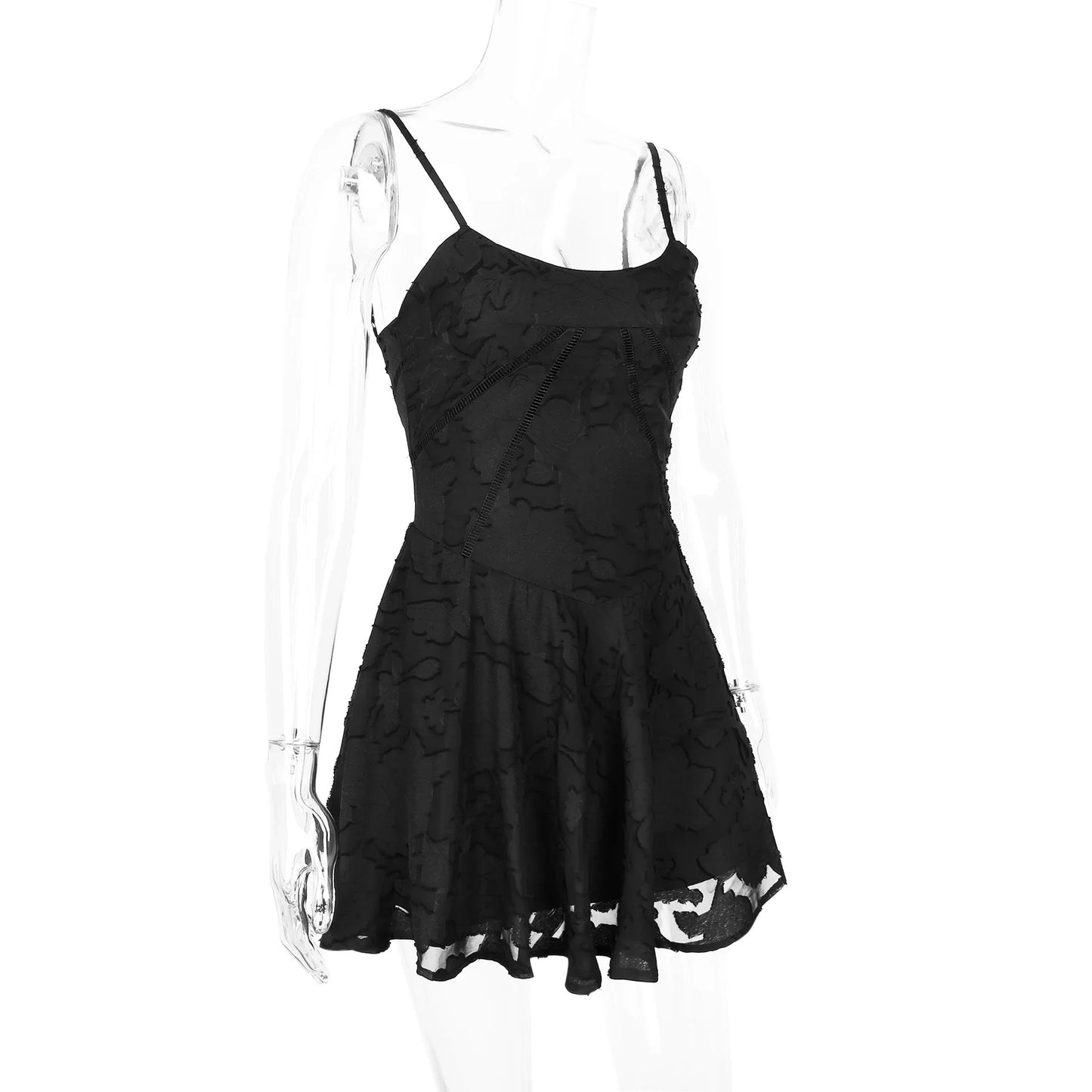 Jacquard Layered Lace Up Cami Mini Dress