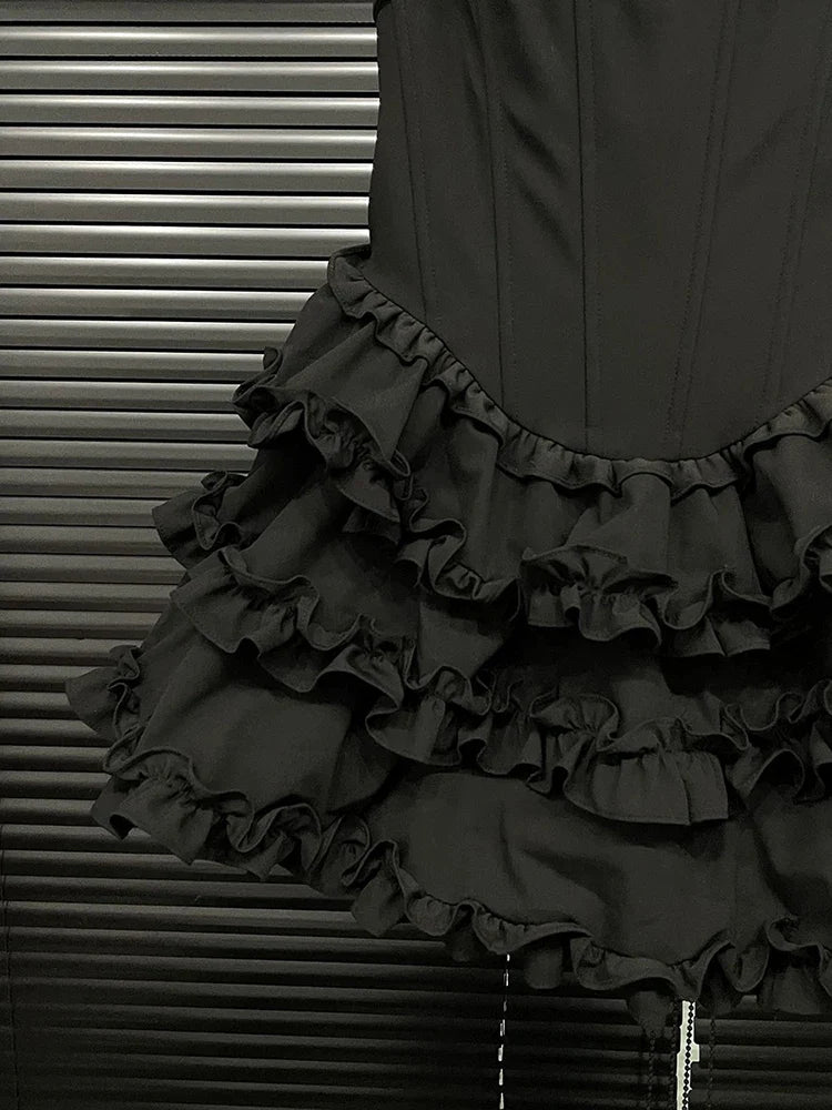 Strapless Multilayer Ruffles Mini Dress