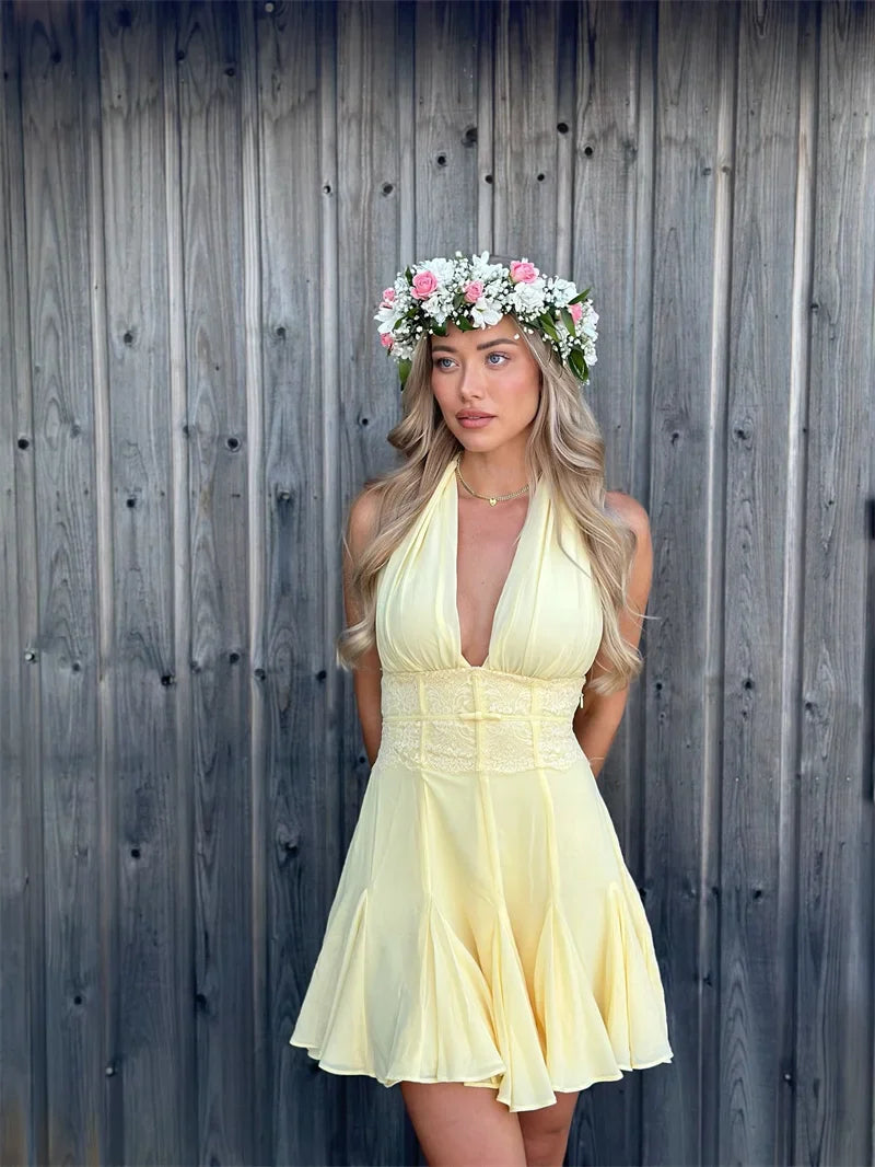 Halter Tie Up Mini Dress