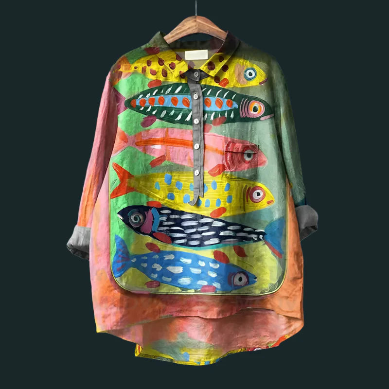 Relax Fit Fish Print Shirt