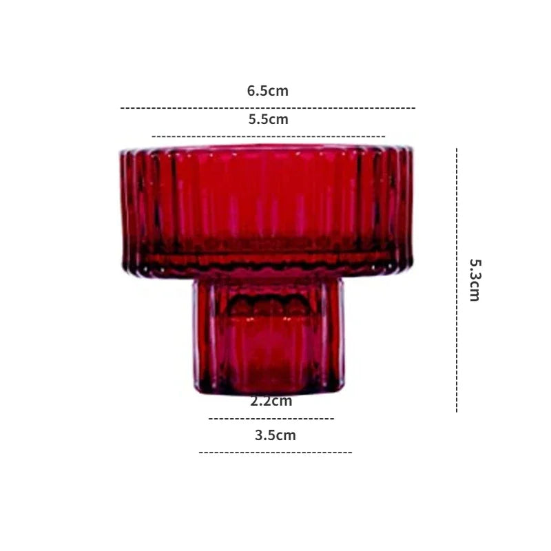 Red Mini Glass Candle Holders Taper Candle Stand Small Tealight Candle Holder Candlestick Holder Christmas Decor Green Glass