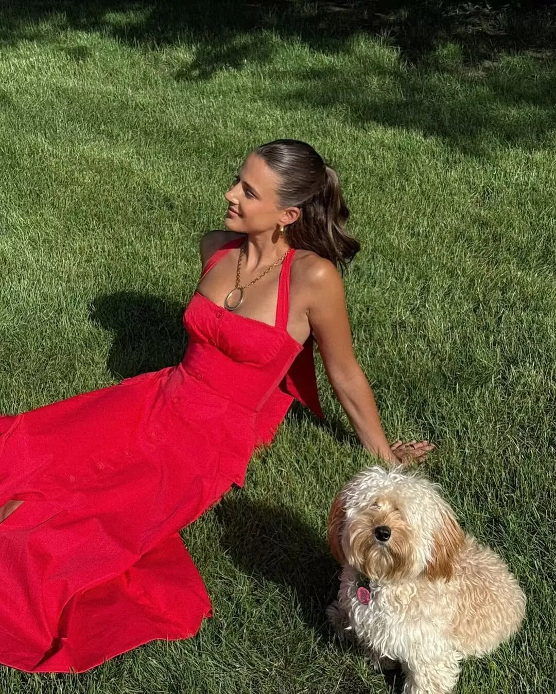 Halter A-line Midi Buttoned Dress