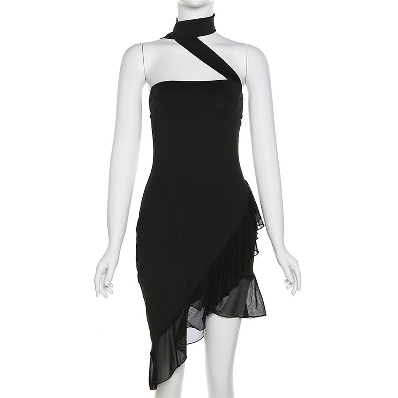 Draped Frill Tube Mini Dress