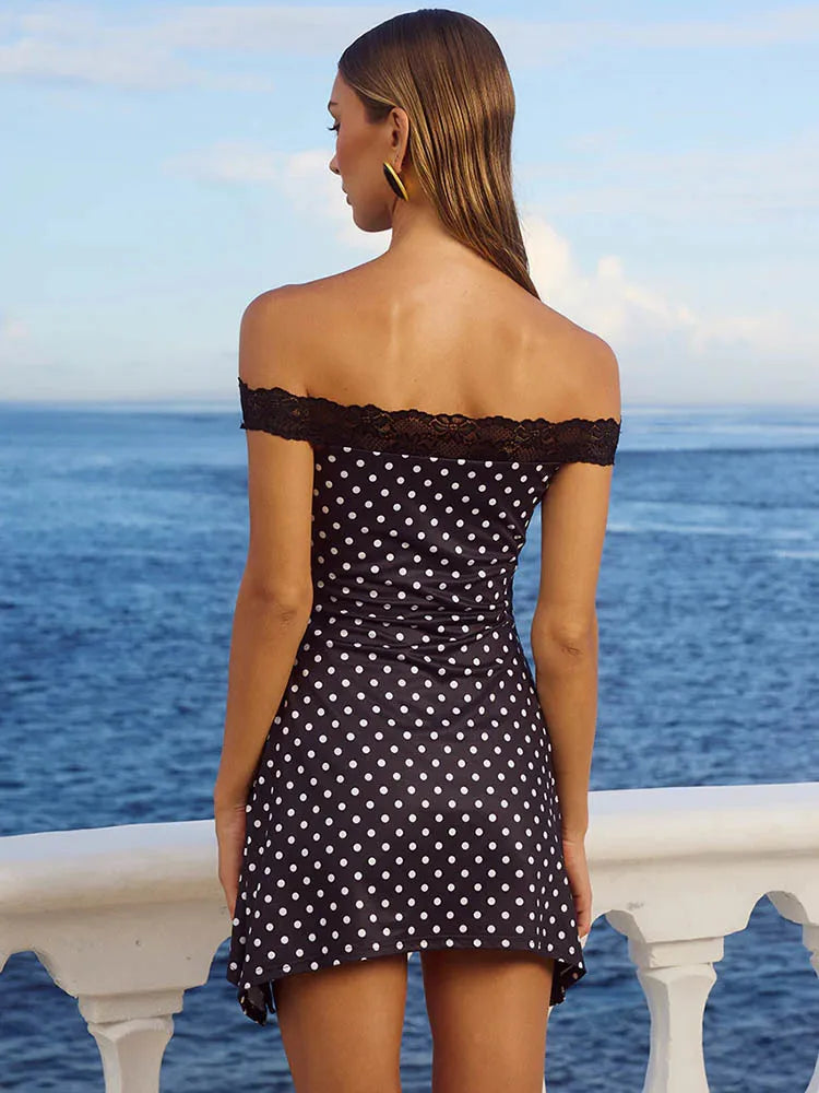 Polka Dot Off-shoulder Mini Dress