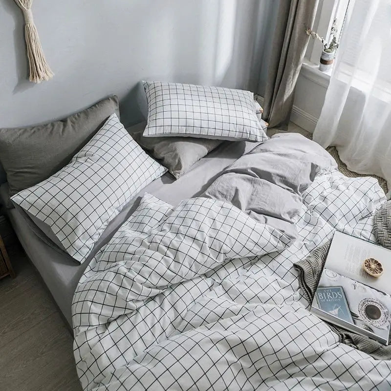 Red Cherry Plaid Duvet Cover Set with Sheet Pillowcase Soft Cover NoFilling Warm Bed Linen Twin Full Queen Size Home Bedding Set