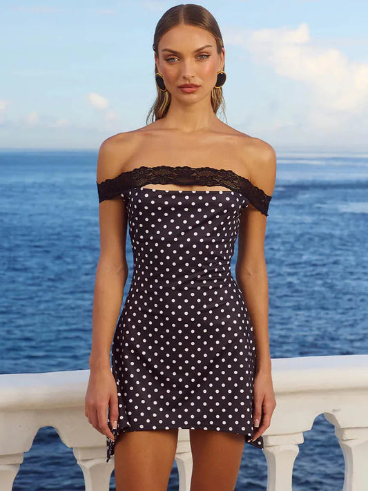 Polka Dot Off-shoulder Mini Dress