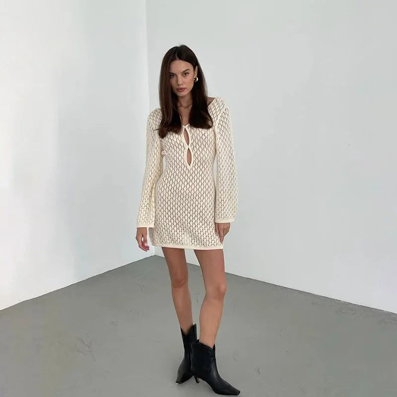 Knit Flare Long Sleeve Dress