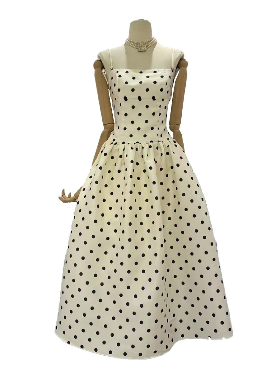 Polka Dot Strapless Maxi Dress