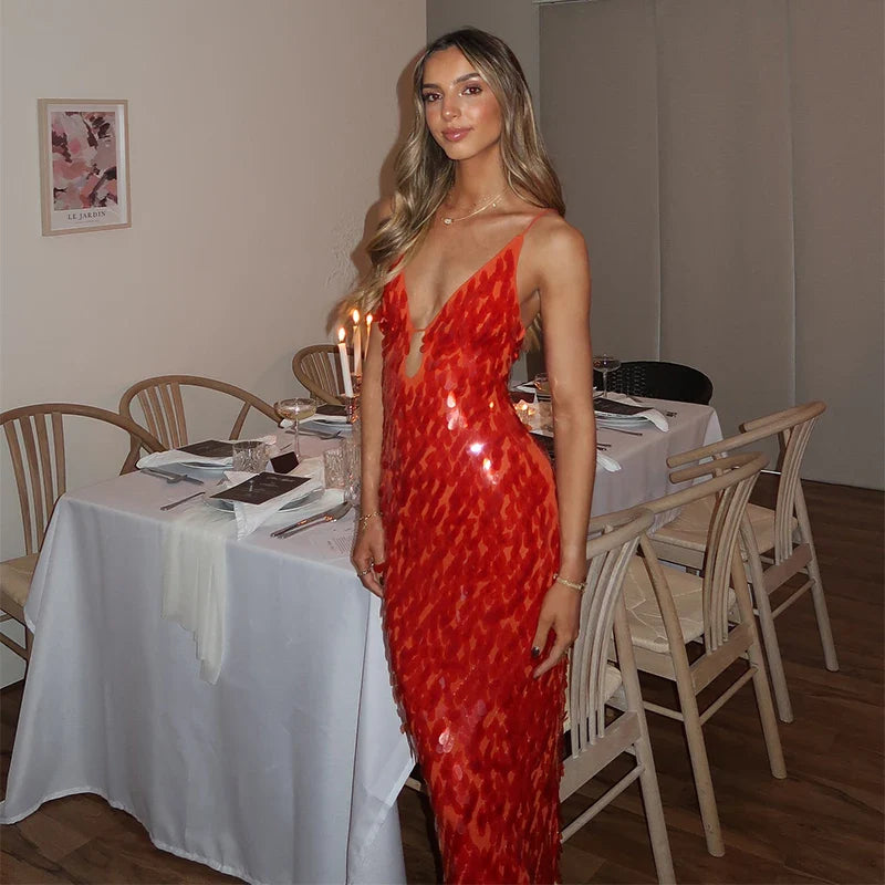 Sequined Slip Long Dress