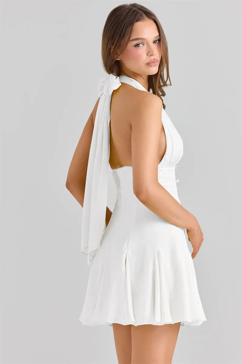 Halter Tie Up Mini Dress