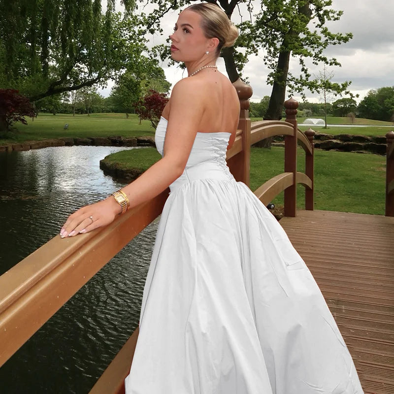 Strapless Puffed Maxi Dress