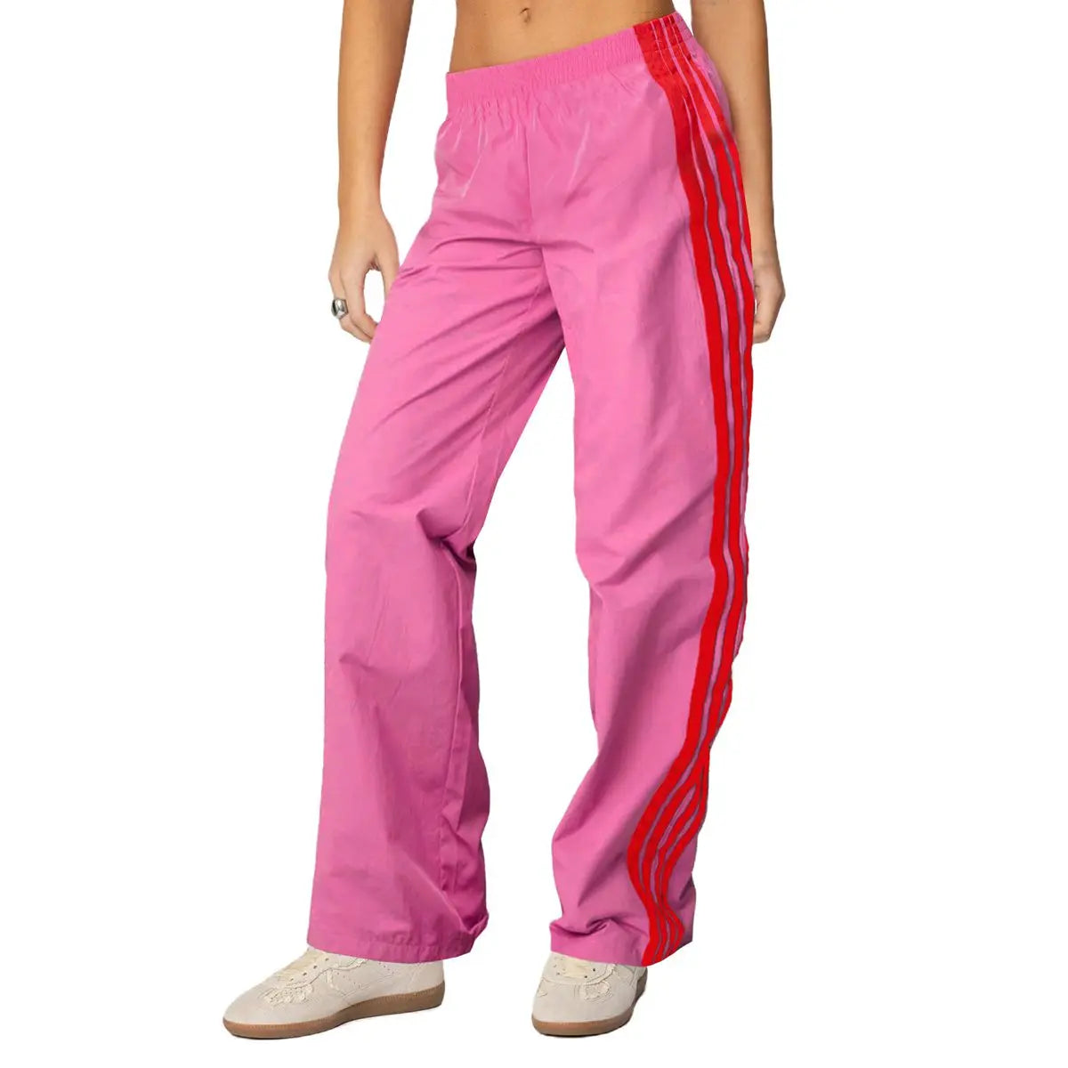 Wide Side Striped Low Waist Sweatpants