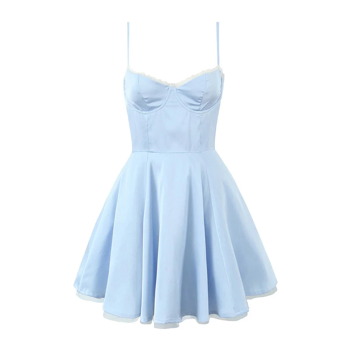 Satin Corset Tulle Flare Mini Dress