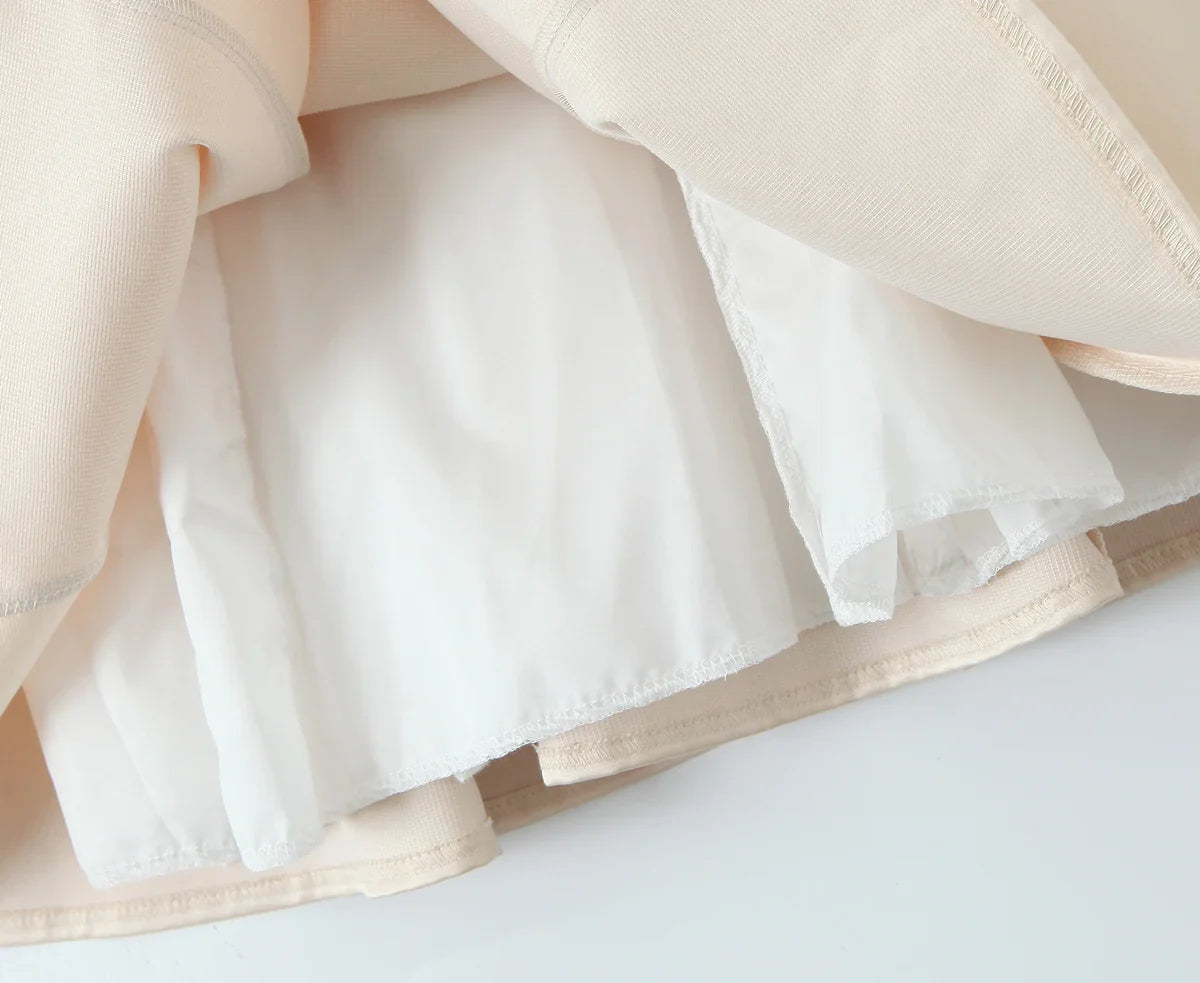 Satin V-cut Back Pleated Mini Dress