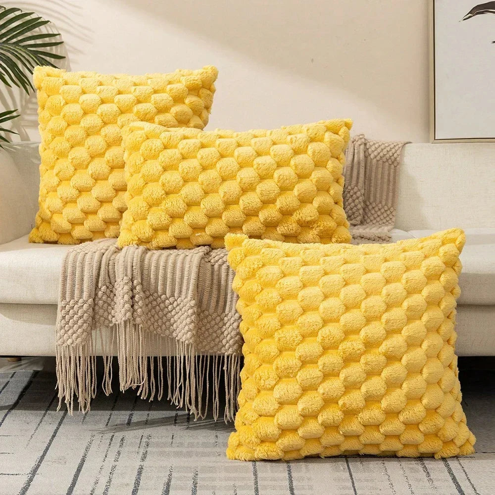 Red Pineapple Grid Turtle Pattern 3D Soft Plush Throw Pillowcase,Cushion Cover for Living Room Sofa Bedroom Home Room Decor 45CM