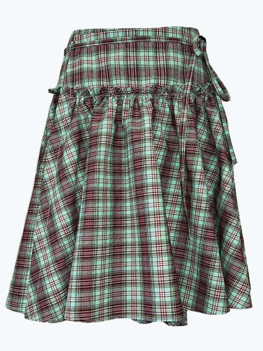 Low Rise Plaid Midi Skirt