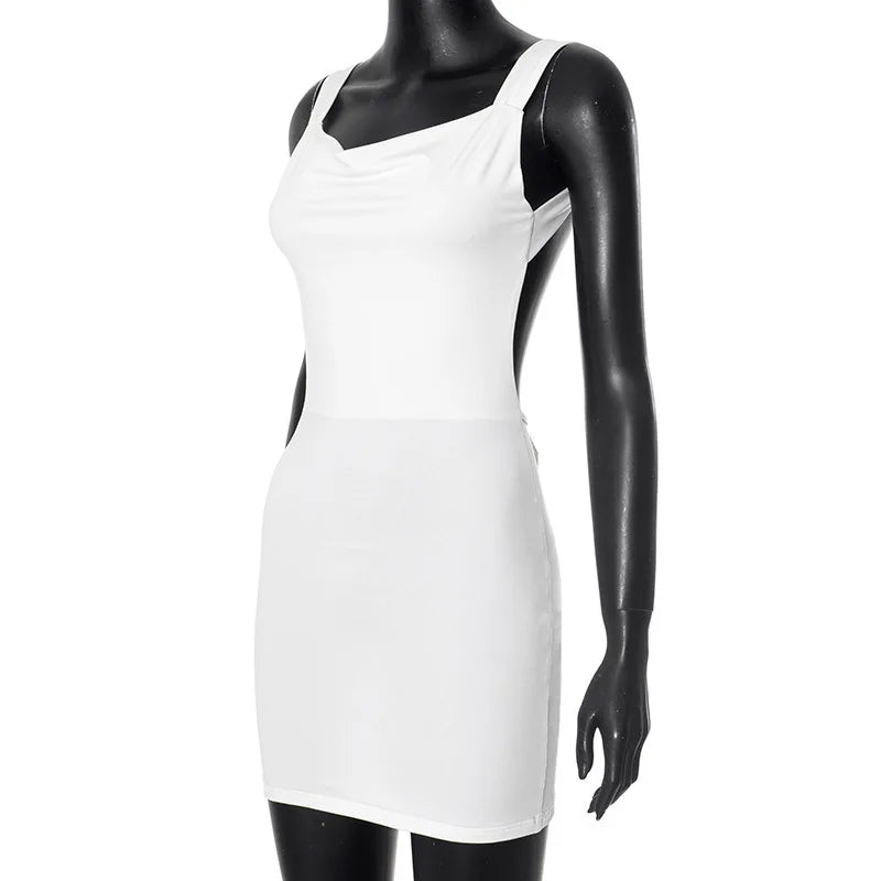White Bow Backless Mini Dress
