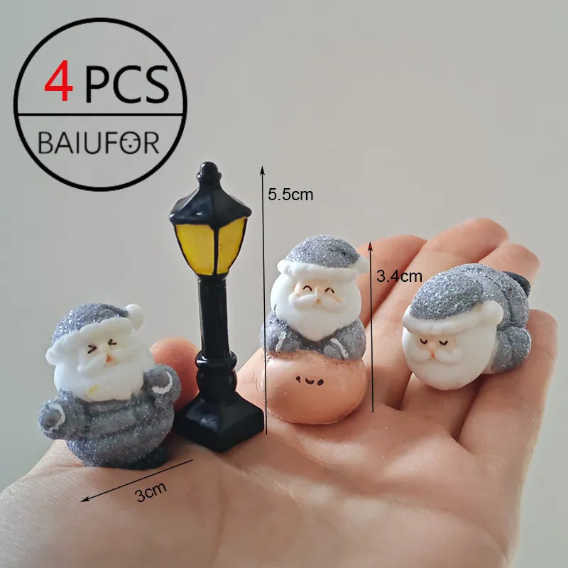 Miniature Christmas Tree Santa Claus Snowmen Gift Box Terrarium Accessories Fairy Garden Figurines Dollhouse Decor