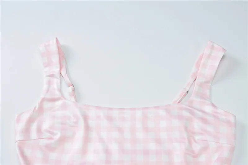 Plaid Printed Corset A-line Maxi Dress