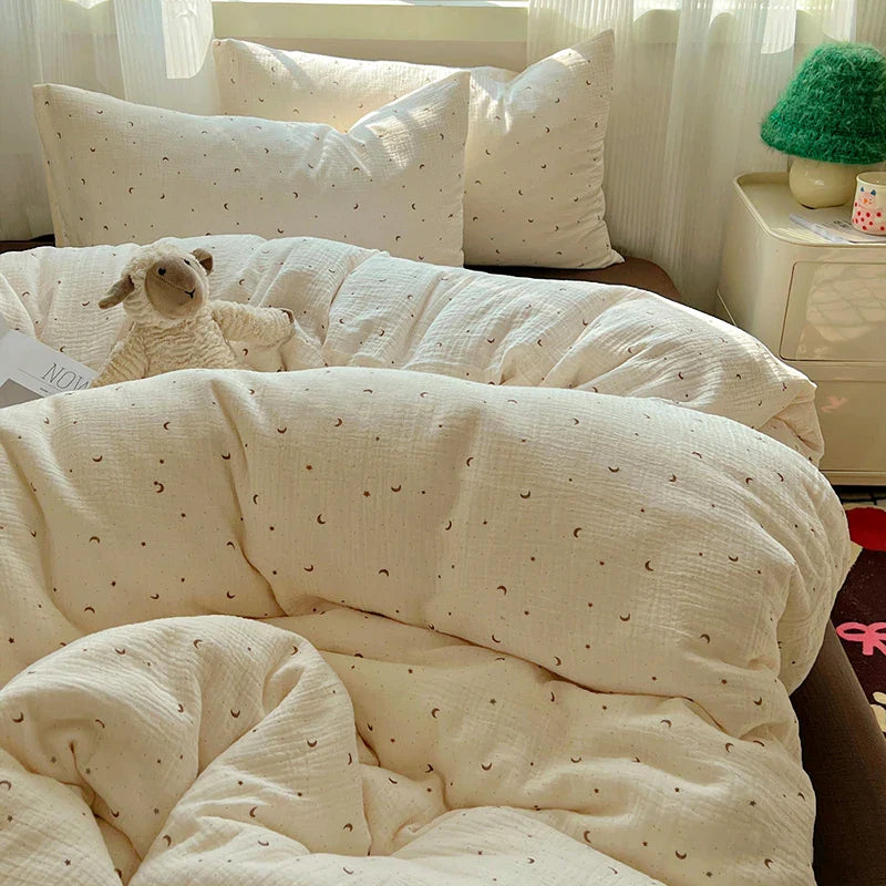 Bed Linen Bed Sheets Set Sweet Dots Duvet Cover Set Quilt Cover Bed Sheet Girls Quilt Sets Queen Size INS Blogger Comforter Sets