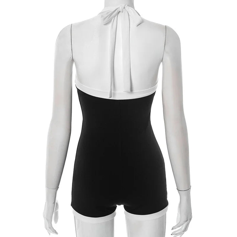 Two Tone Halter Knit Playsuit