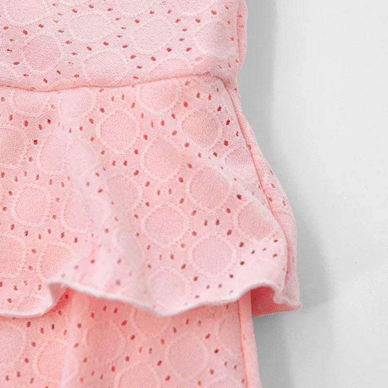 Solid Color Tube Frill Mini Dress