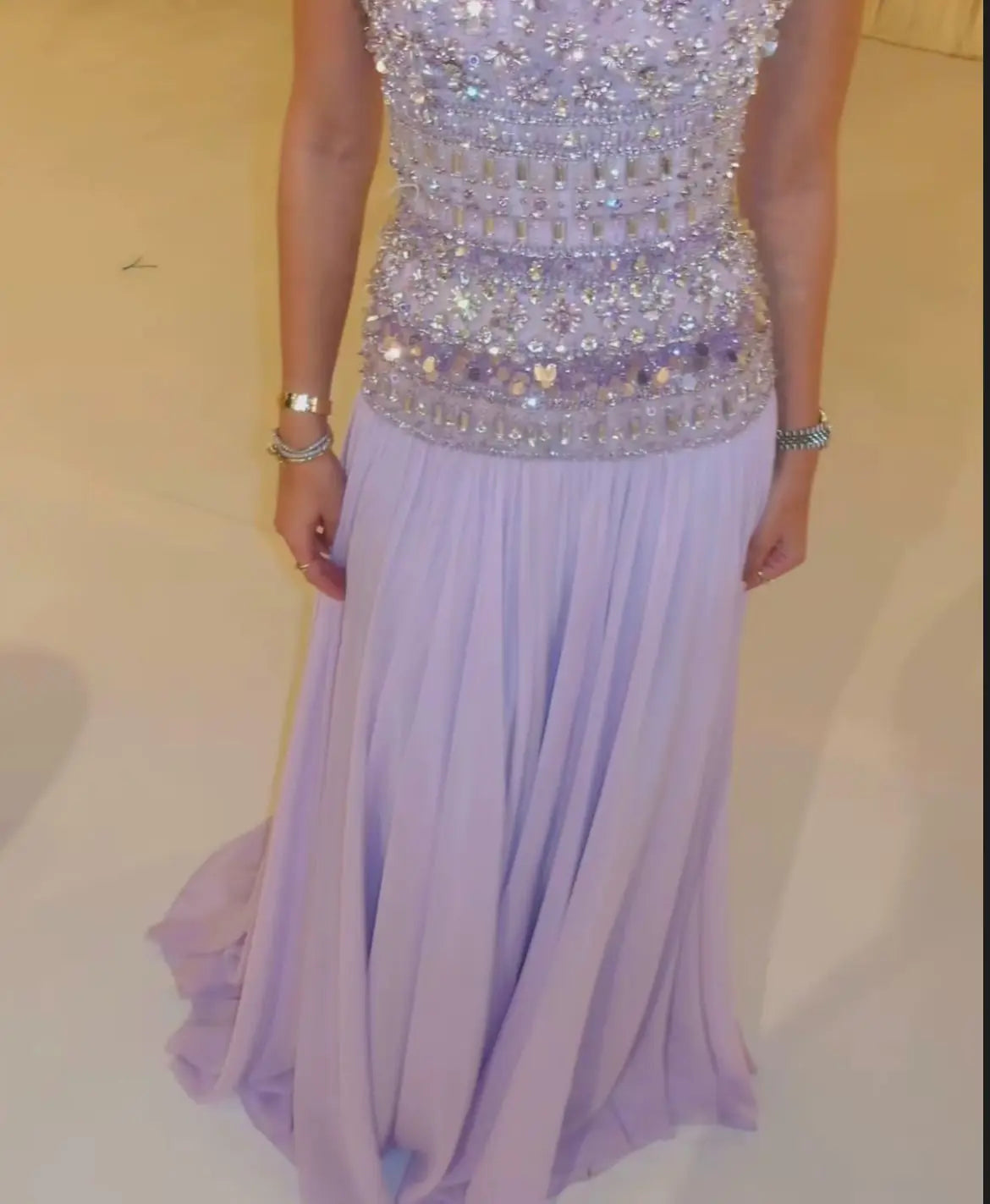 Purple Beaded Strapless Maxi Dress