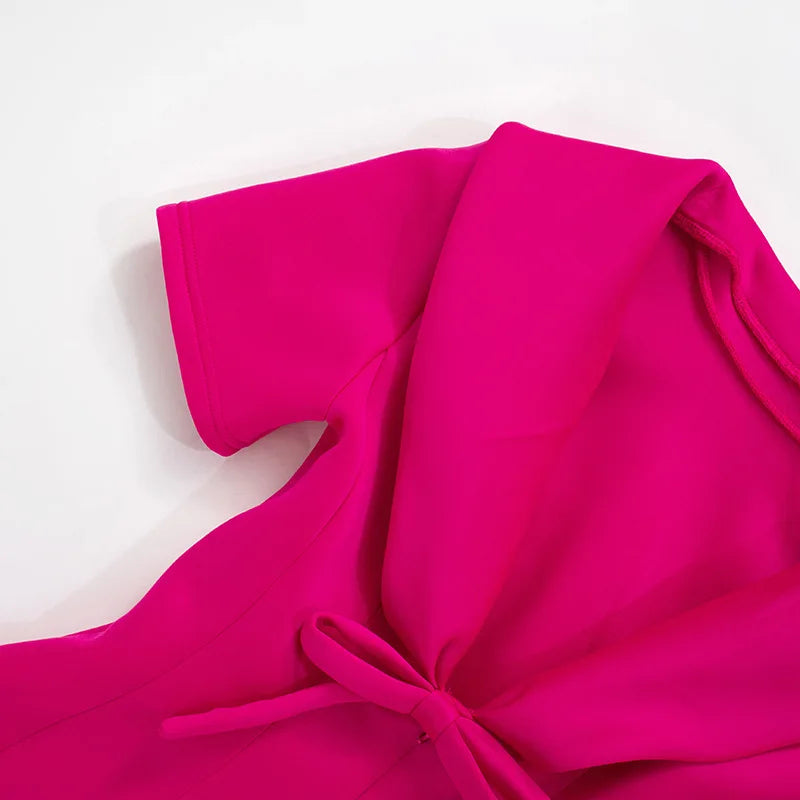 Pink Uptown Collar Short Sleeve Mini Dress