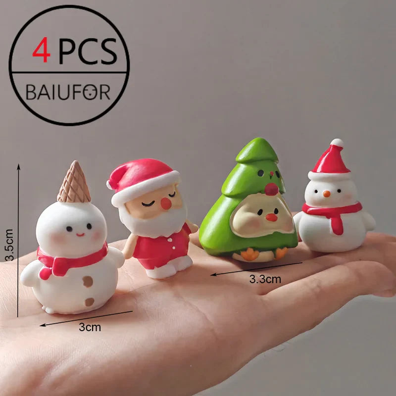 Miniature Christmas Tree Santa Claus Snowmen Gift Box Terrarium Accessories Fairy Garden Figurines Dollhouse Decor