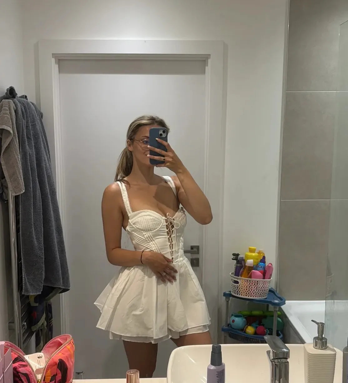 Lace-Up Corset Mini Dress