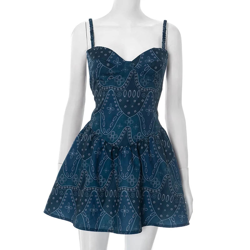Blue Paisley Print Cami Mini Dress