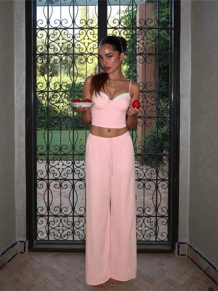 Floral Print Cami Top And Drawstring Pants Set
