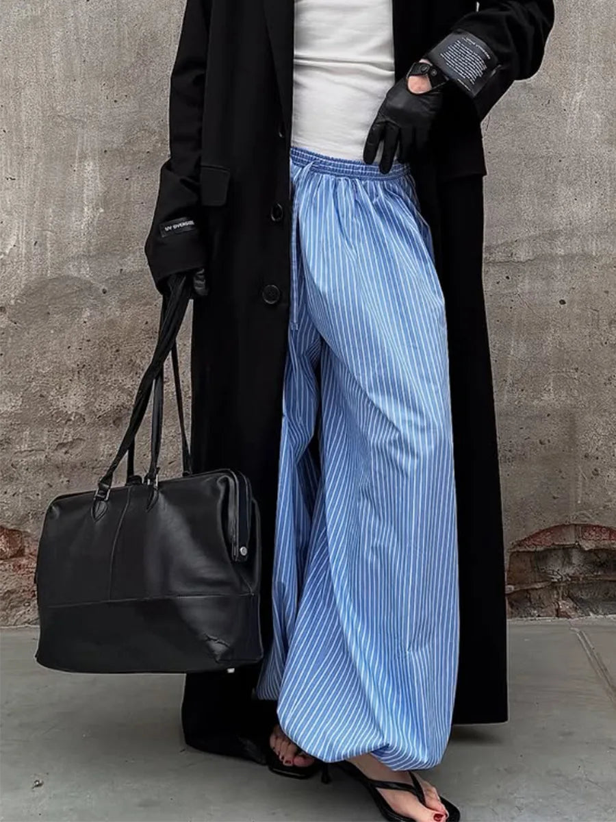 Striped Drawstring Puff Pants