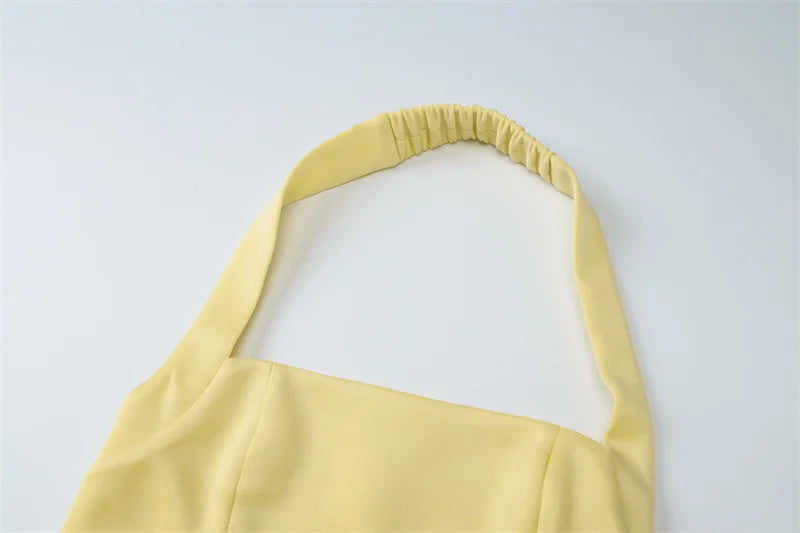 Solid Halter Midi Dress