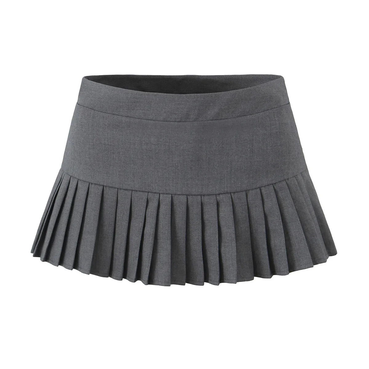 Solid Pleated Low Waist Short Skirt