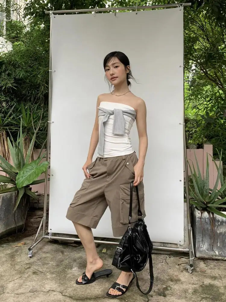 Tie Up Striped Tube Top