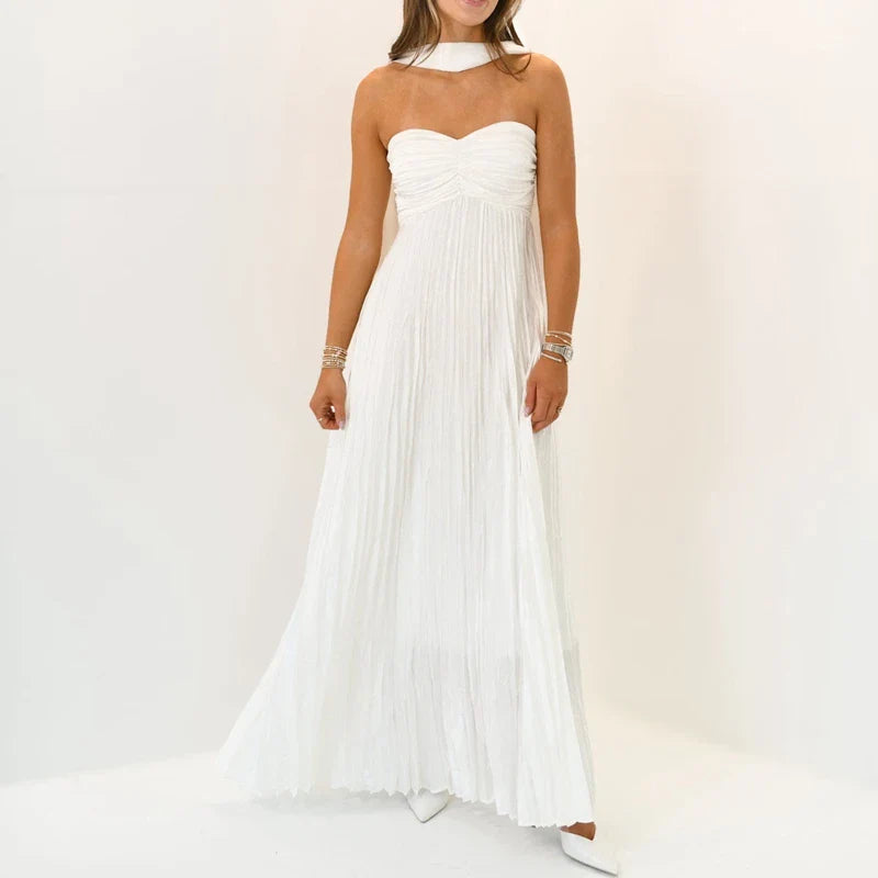 Multi-Color Strapless Maxi Dress - Empire Waist Beach Style