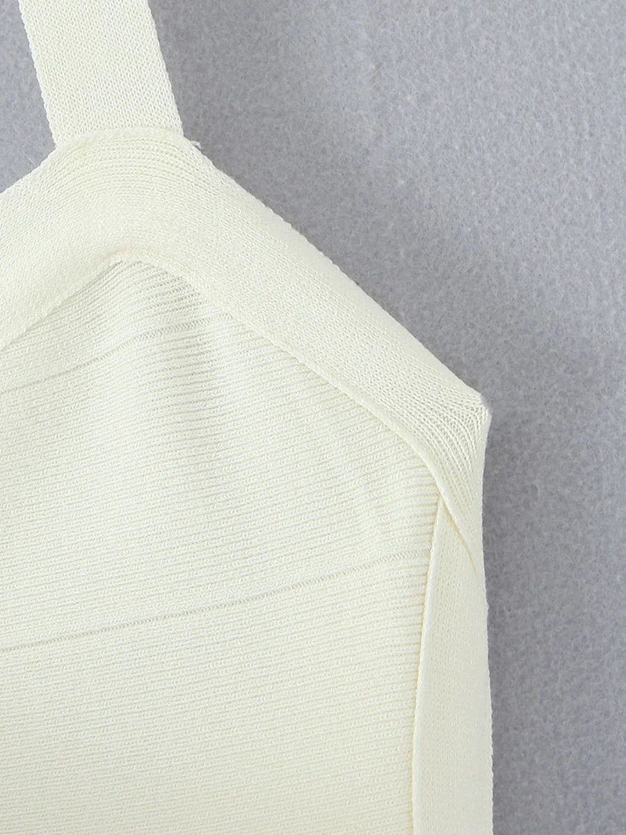 Solid Ribbed Halter Bandage Mini Dress