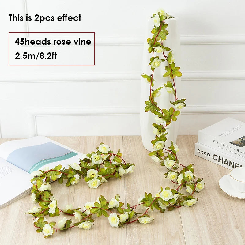 Artificial Flowers Rose Vine Hanging Silk Flower Garland for Garden Party Wedding Decor Home Christmas Decoration Fake Flower
