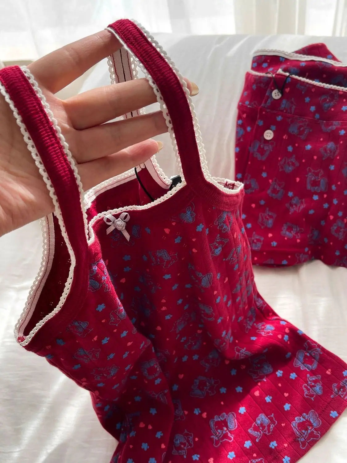 Printed Cami Top And Boxer Shorts Pj Set